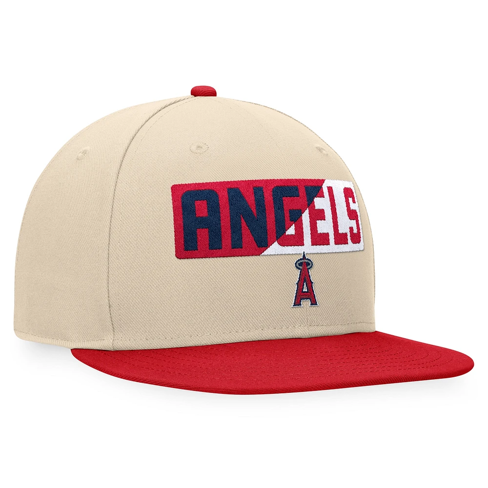 Men's Fanatics Khaki/Red Los Angeles Angels Cycle Snapback Hat