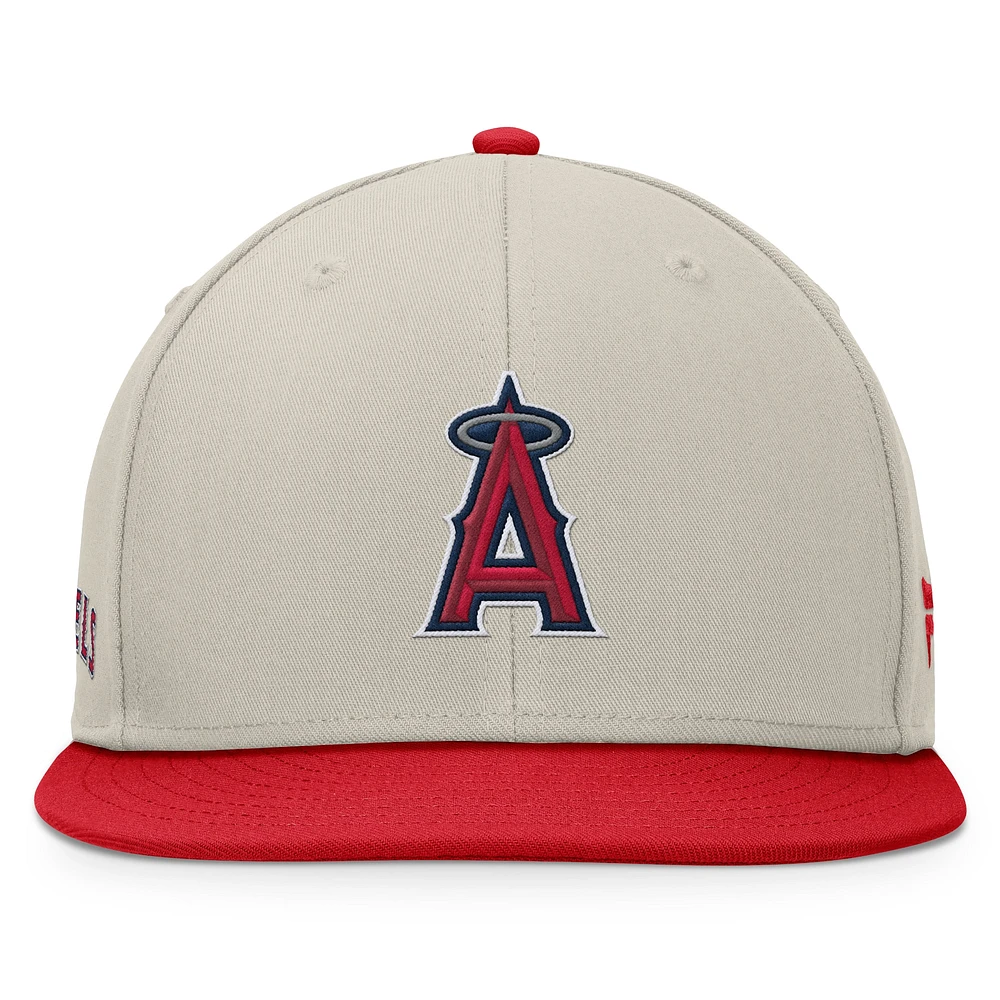 Men's Fanatics Khaki/Red Los Angeles Angels Team Two-Tone Snapback Hat