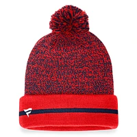 Bonnet en tricot à revers Space-Dye Fanatics rouge/marine Los Angeles Angels pour hommes avec pompon