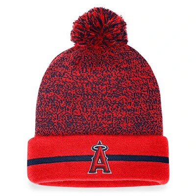 Men's Fanatics Red/Navy Los Angeles Angels Space-Dye Cuffed Knit Hat with Pom