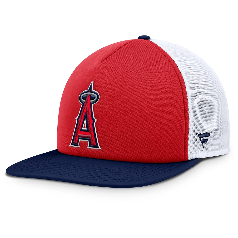 Casquette snapback en mousse fondamentale Los Angeles Angels Fanatics rouge/blanc pour hommes