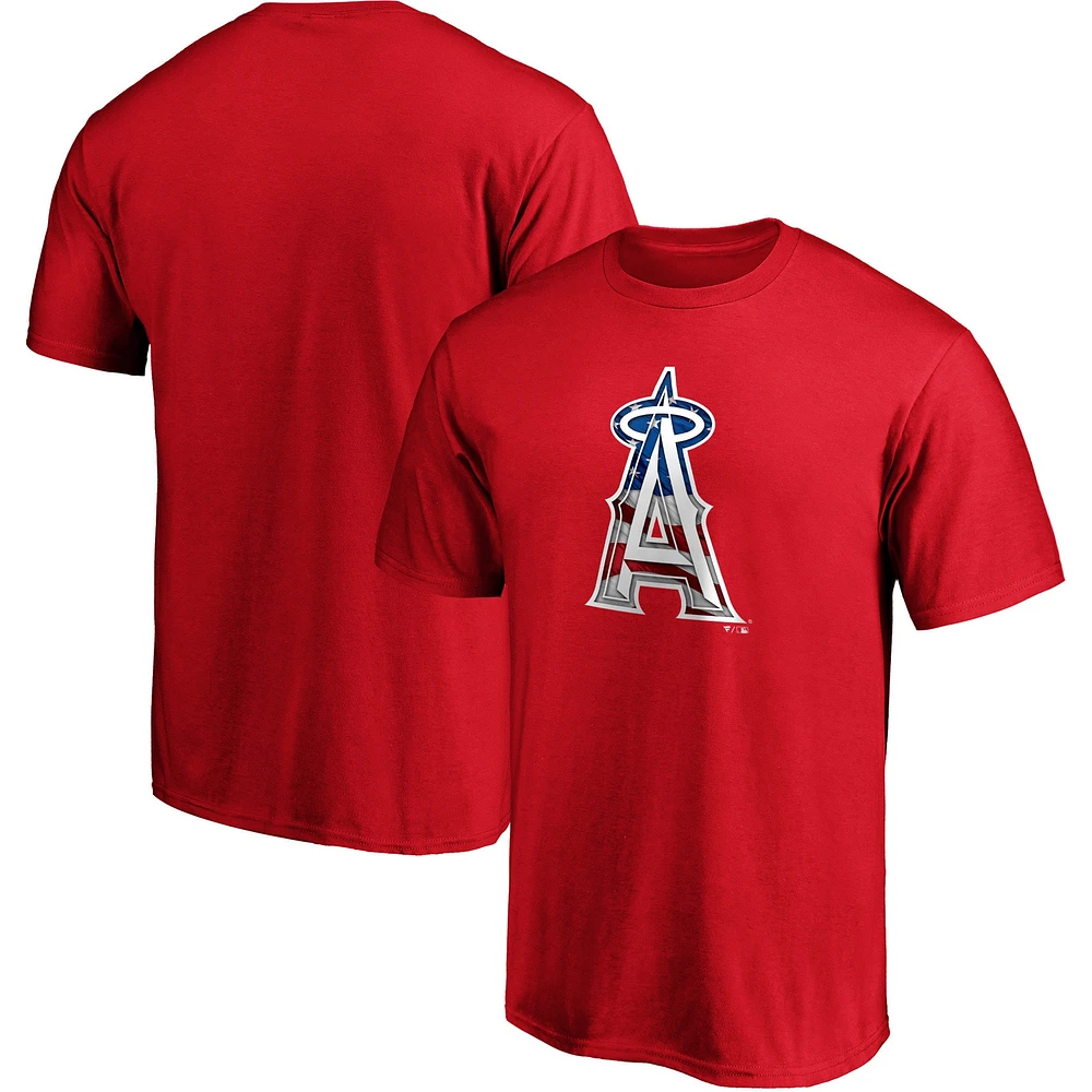 Men's Fanatics Red Los Angeles Angels Banner Wave T-Shirt