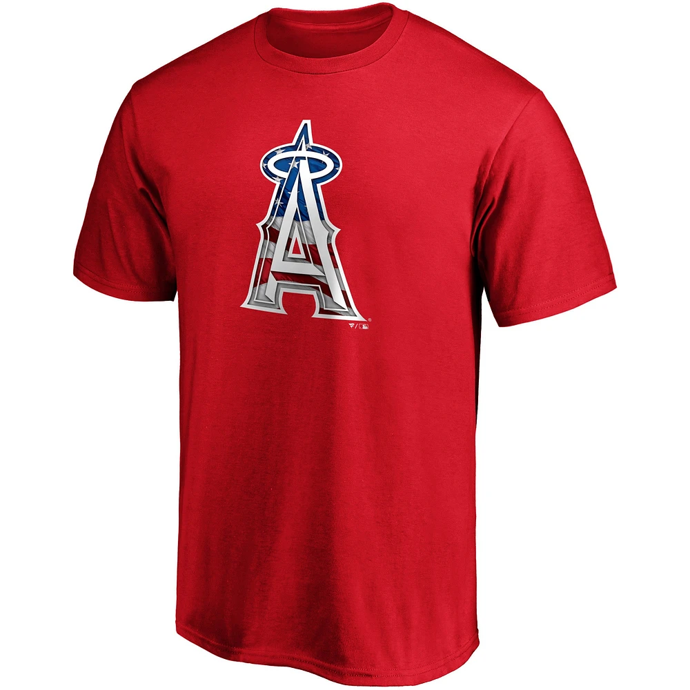 Men's Fanatics Red Los Angeles Angels Banner Wave T-Shirt