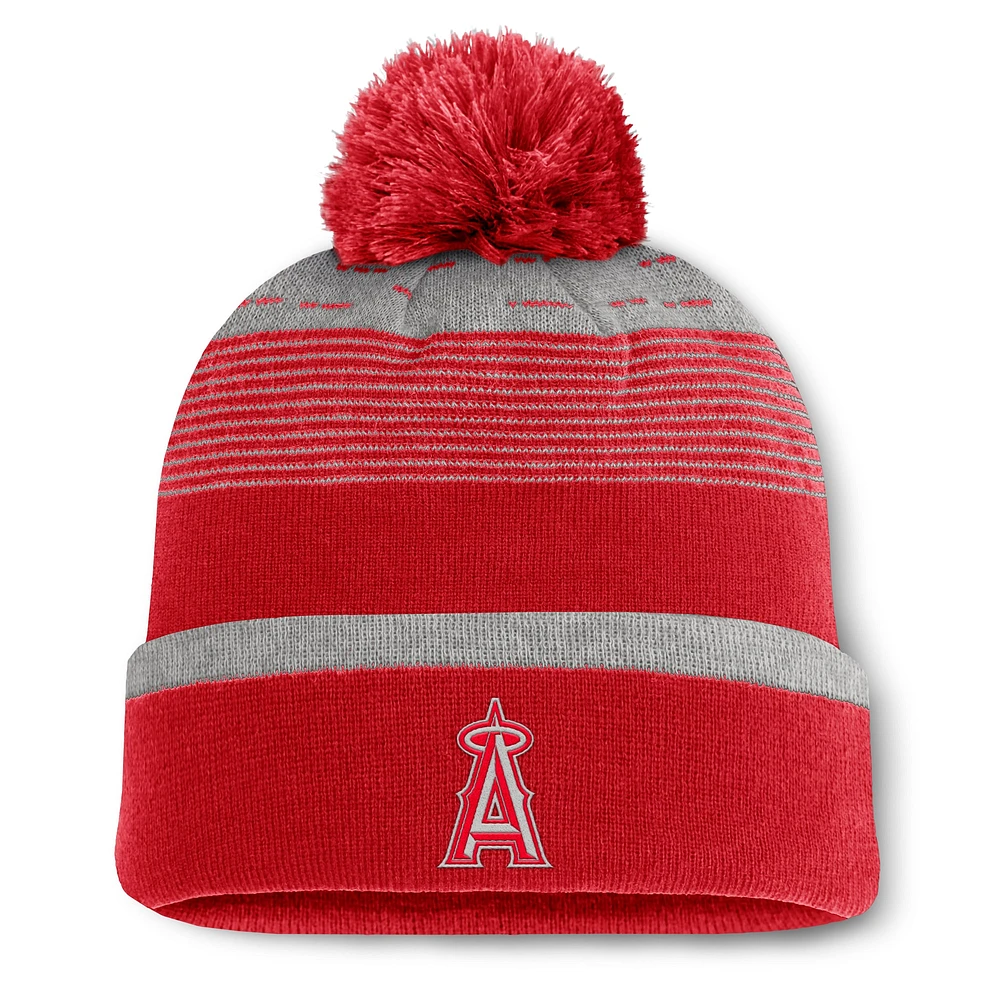 Men's Fanatics  Red Los Angeles Angels Fundamental Gradient Cuffed Knit Hat with Pom