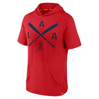 Men's Fanatics Red Los Angeles Angels Iconic Rebel Short Sleeve Hooded Top