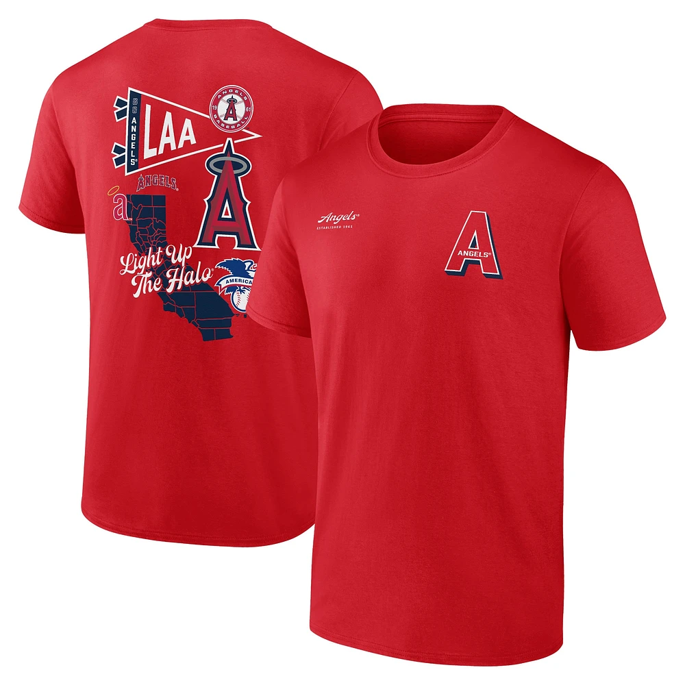 T-shirt rouge Fanatics Los Angeles Angels Split Zone pour hommes