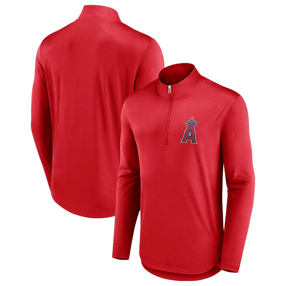 Pull léger à fermeture éclair quart de tour Fanatics Red Los Angeles Angels pour hommes