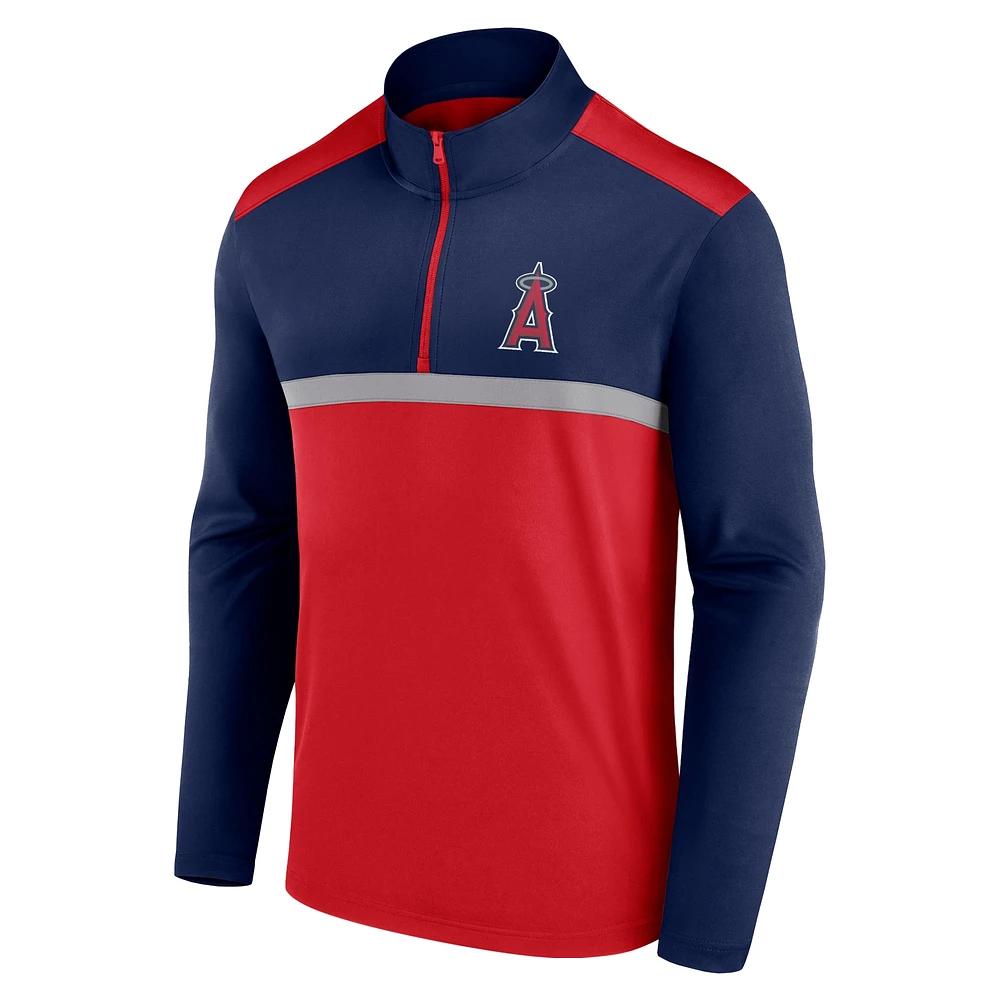 Haut à quart de zip imparable Fanatics rouge des Los Angeles Angels pour hommes