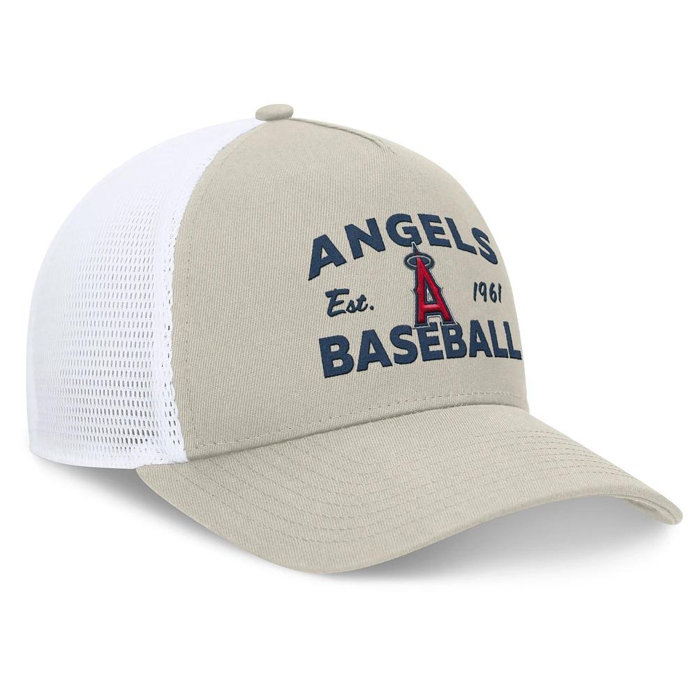 Casquette réglable de camionneur A-Frame Stone Los Angeles Angels Fanatics pour hommes