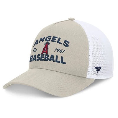 Casquette réglable de camionneur A-Frame Stone Los Angeles Angels Fanatics pour hommes