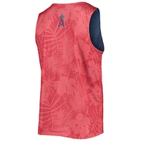 Men's FOCO Red/Navy Los Angeles Angels Floral Reversible Mesh Tank Top