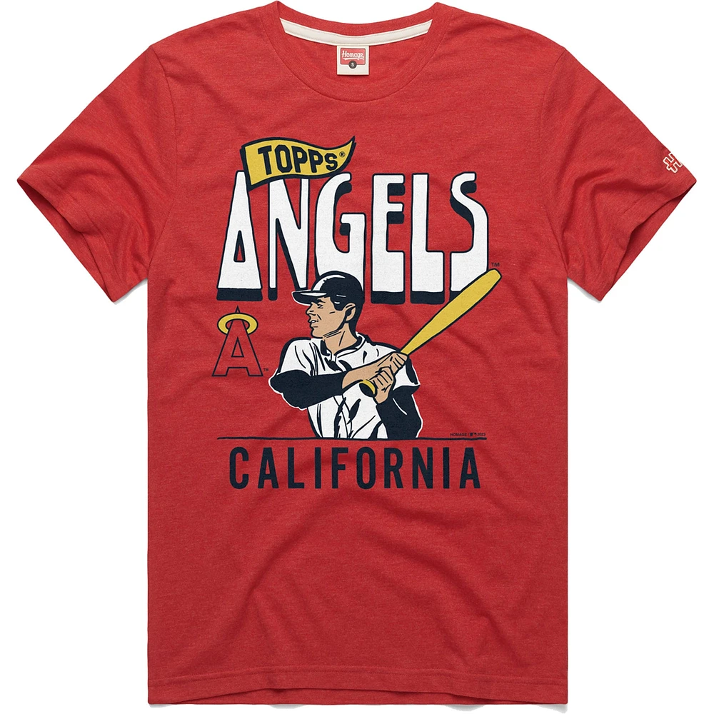 Men's Homage x Topps Red Los Angeles Angels Tri-Blend T-Shirt