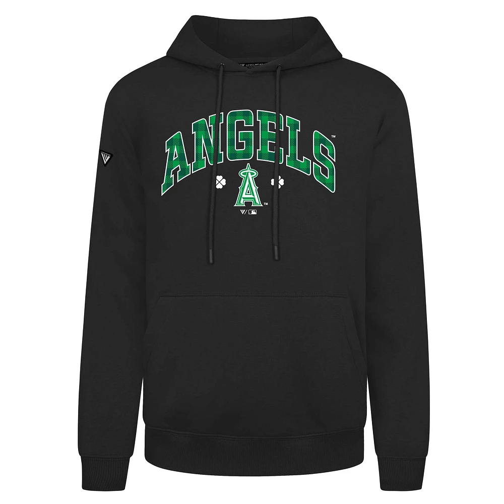 Men's Levelwear Los Angeles Angels St. Patrick's Day Podium Plaid Pullover Hoodie