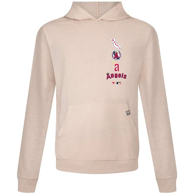 Men's Levelwear Cream Los Angeles Angels Base Line Pullover Hoodie