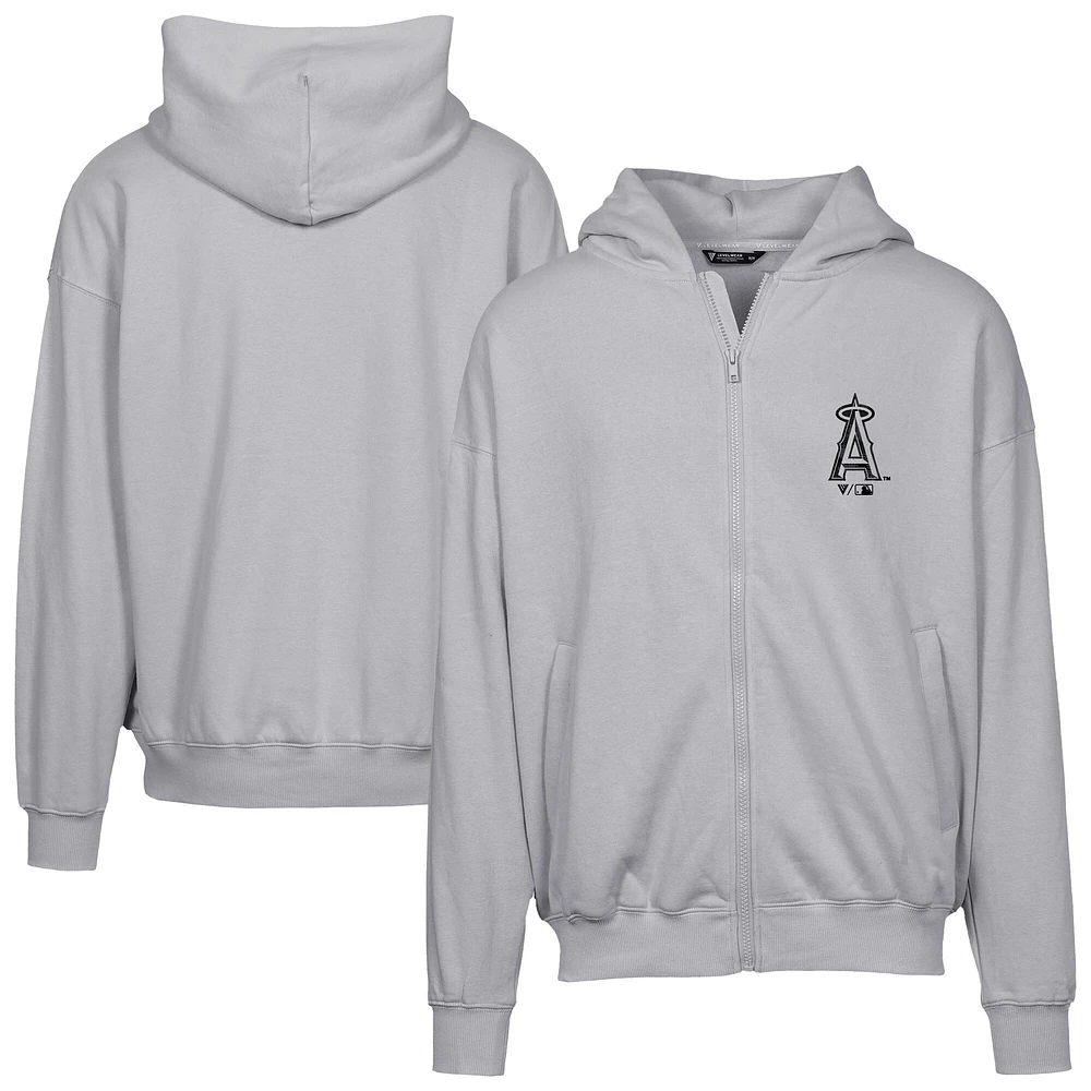 Sweat à capuche zippé surdimensionné motif camouflage numérique Los Angeles Angels gris Levelwear pour homme