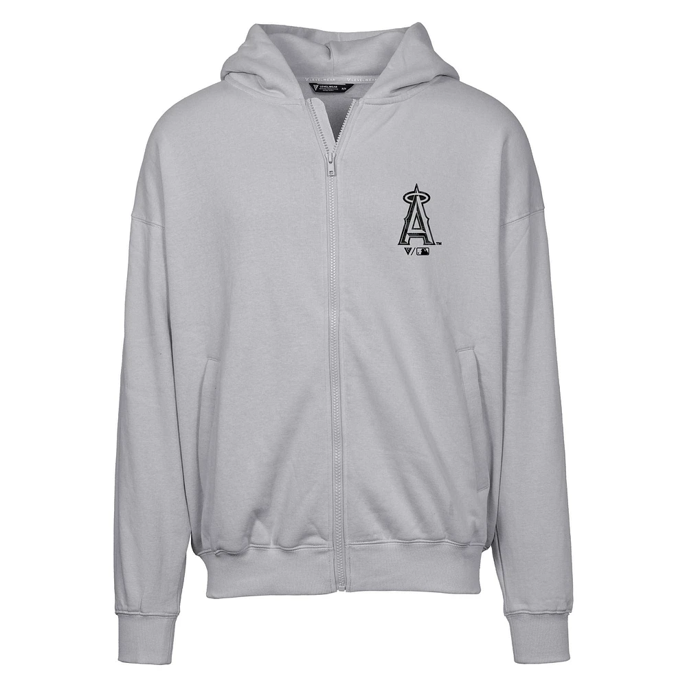 Sweat à capuche zippé surdimensionné motif camouflage numérique Los Angeles Angels gris Levelwear pour homme