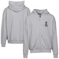 Sweat à capuche zippé surdimensionné motif camouflage numérique Los Angeles Angels gris Levelwear pour homme