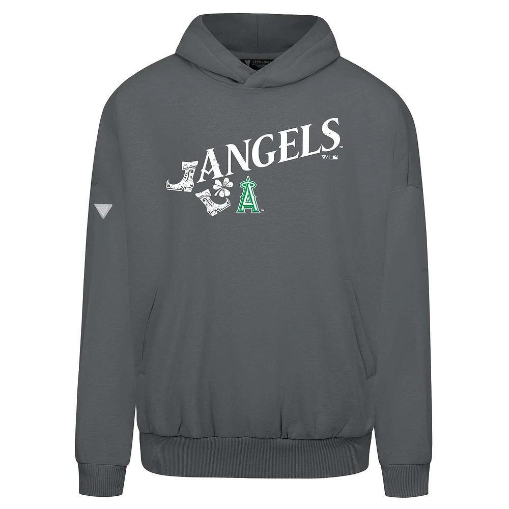 Men's Levelwear  Gray Los Angeles Angels St. Patrick's Day Pullover Hoodie