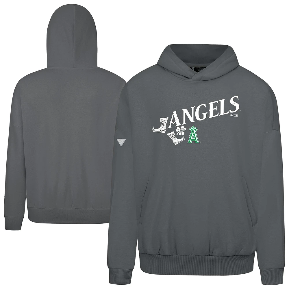 Men's Levelwear Gray Los Angeles Angels St. Patrick's Day Pullover Hoodie