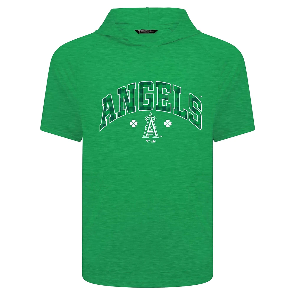 Men's Levelwear Green Los Angeles Angels St. Patrick's Day Phase Plaid Short Sleeve T-Shirt Hoodie