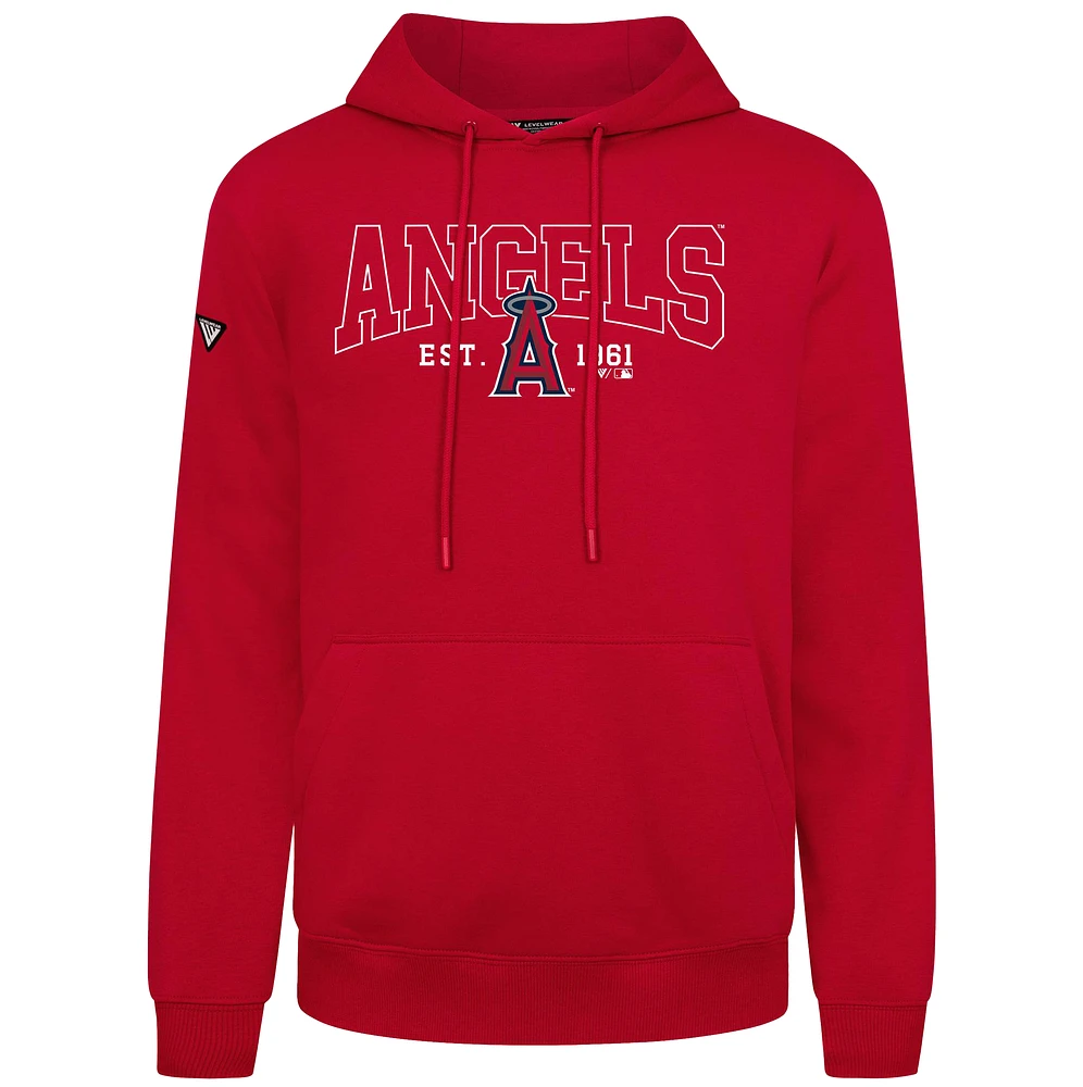 Men's Levelwear Red Los Angeles Angels Accolade Podium Textbook Pullover Hoodie