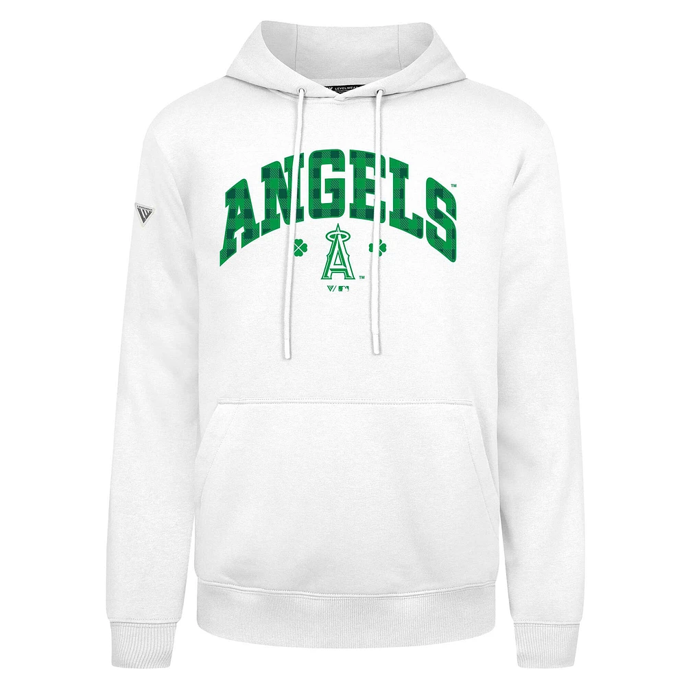 Sweat à capuche carreaux blanc Los Angeles Angels Podium pour homme Levelwear