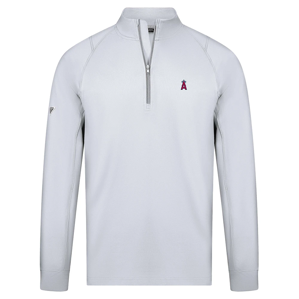 Men's Levelwear White Los Angeles Angels Theory Insignia 2.0 Quarter-Zip Pullover Top