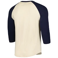 Men's Majestic Threads Cream/Navy Los Angeles Angels Raglan 3/4-Sleeve T-Shirt