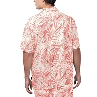 Chemise boutonnée de fête à imprimé Monstera des Los Angeles Angels Margaritaville rouge pour hommes