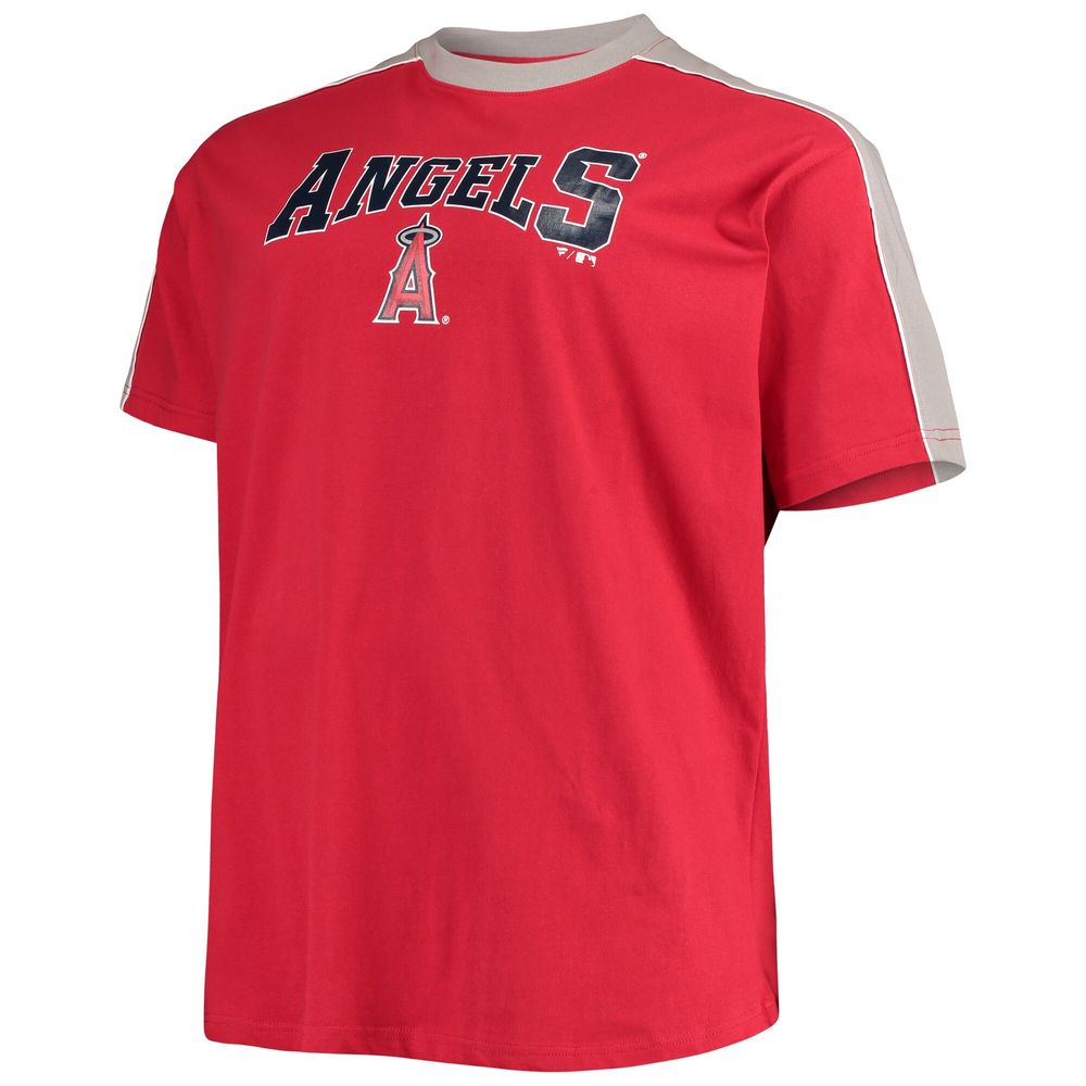 Men's Mike Trout Red/Silver Los Angeles Angels Big & Tall Fashion Piping Player T-Shirt