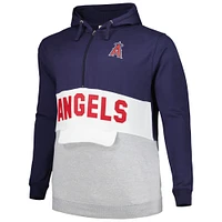 Men's Navy/White Los Angeles Angels Big & Tall Fleece Half-Zip Hoodie