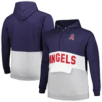 Sweat à capuche demi-glissière en polaire Los Angeles Angels Big & Tall bleu marine/blanc pour homme