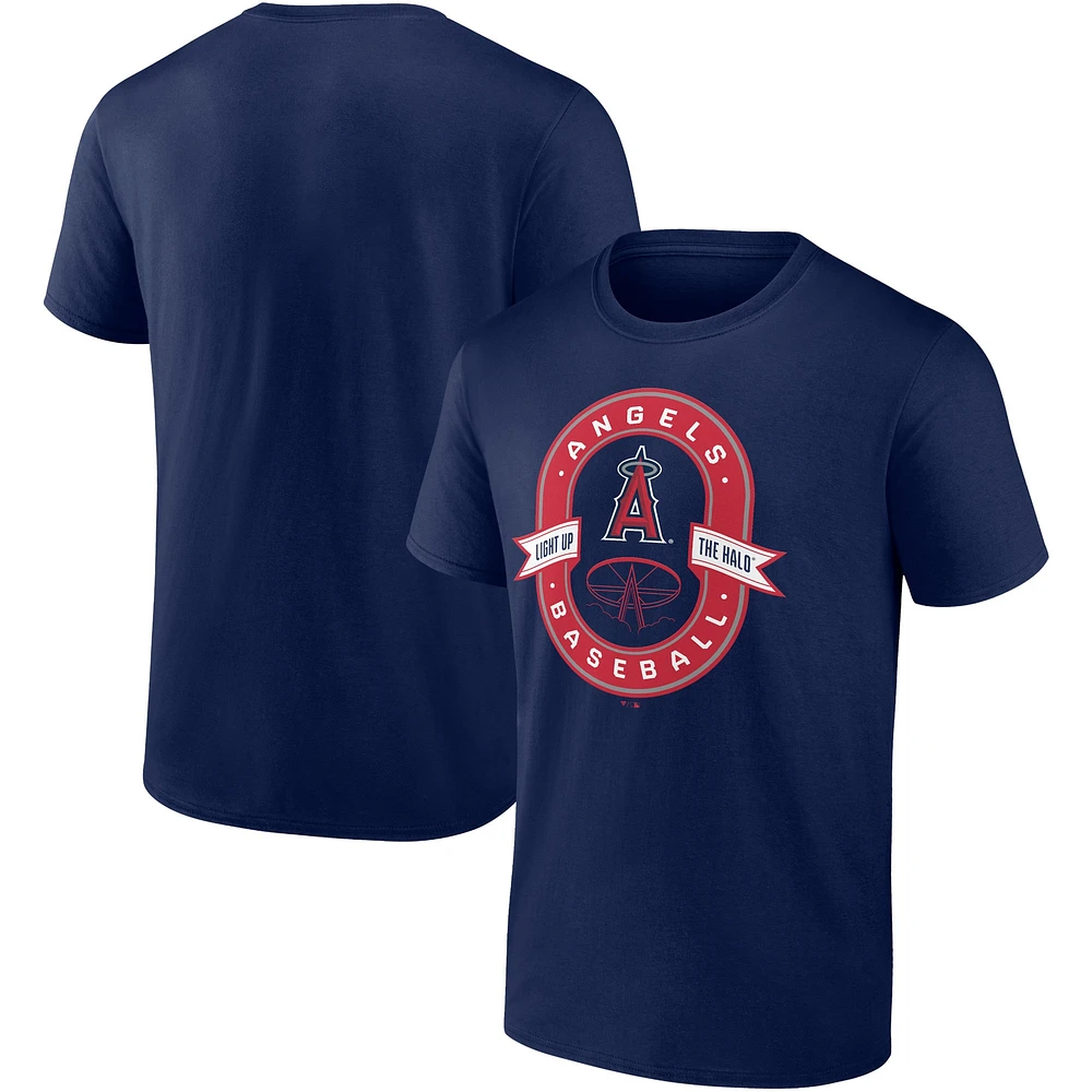 T-shirt bleu marine pour homme avec logo emblématique des Los Angeles Angels