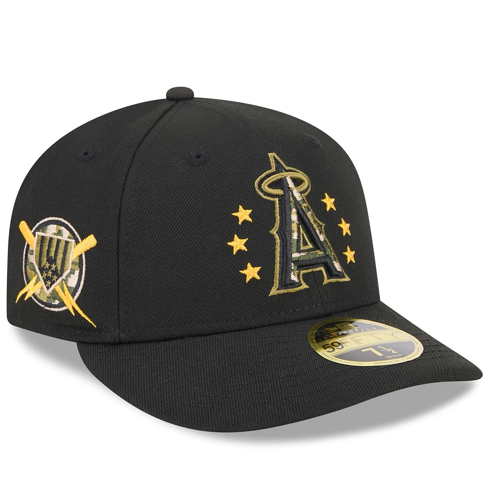 Casquette ajustée 59FIFTY à profil bas pour la Journée des forces armées 2024 de Los Angeles Angels New Era noire