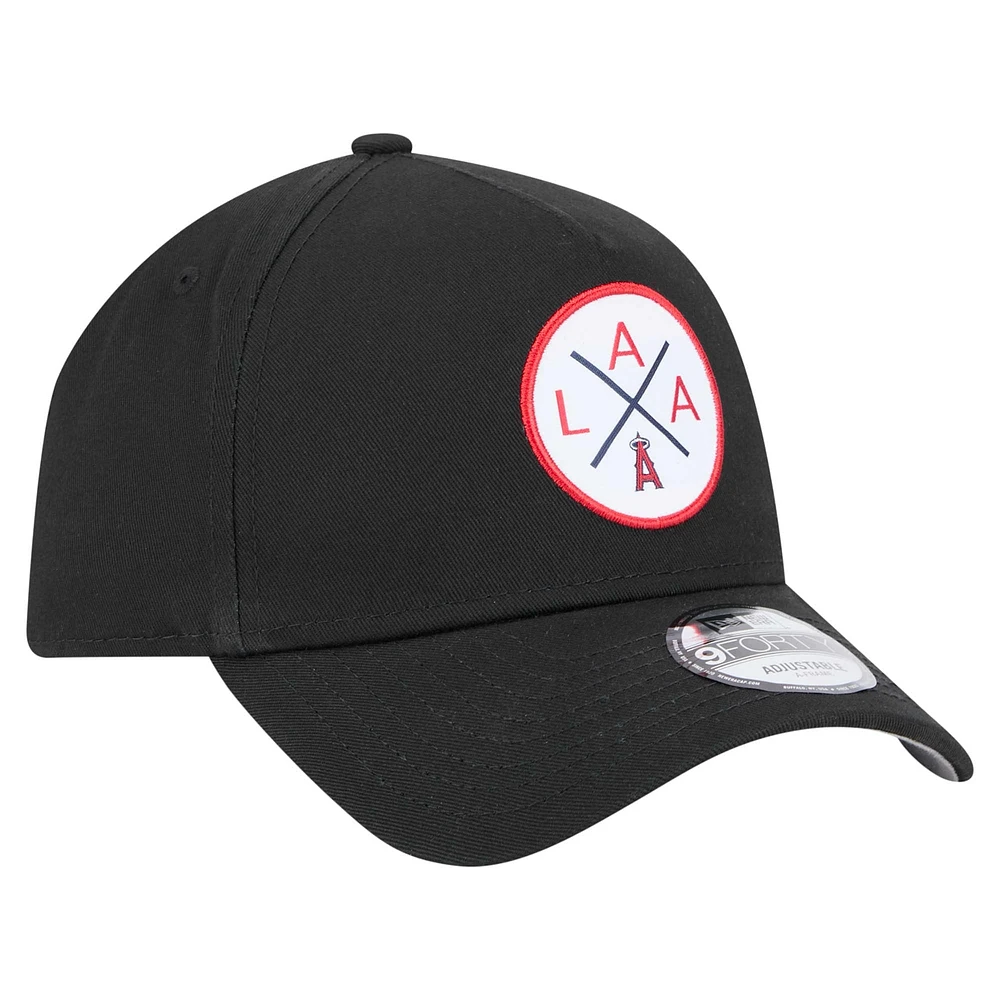 Men's New Era Black Los Angeles Angels 9FORTY A-Frame Adjustable Hat