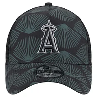 Men's New Era  Black Los Angeles Angels 9FORTY A-Frame Trucker Adjustable Hat