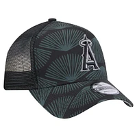 Men's New Era  Black Los Angeles Angels 9FORTY A-Frame Trucker Adjustable Hat