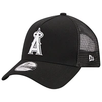 Men's New Era Black Los Angeles Angels A-Frame 9FORTY Trucker Adjustable Hat