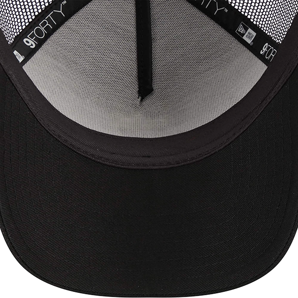Men's New Era Black Los Angeles Angels A-Frame 9FORTY Trucker Adjustable Hat
