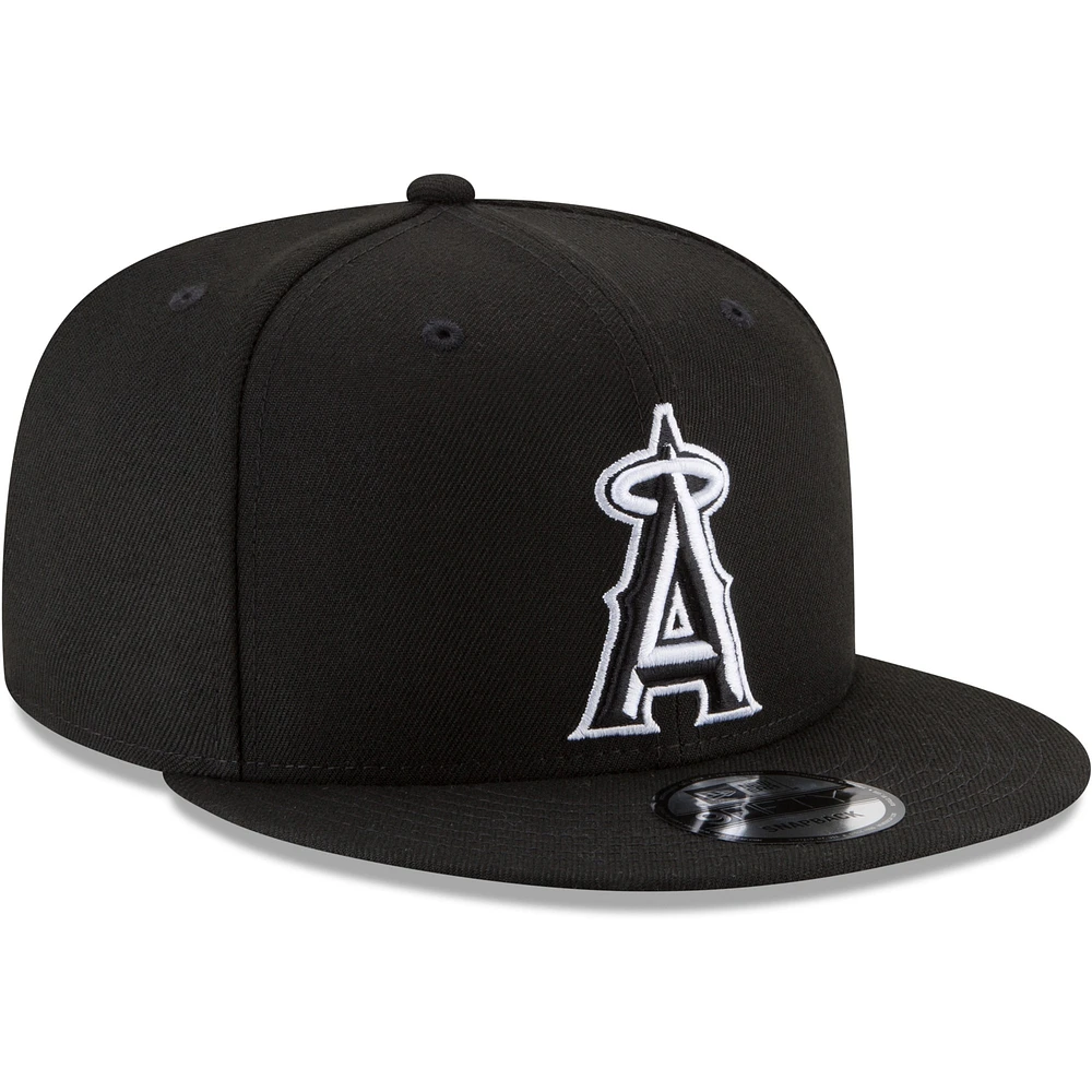 Men's New Era Black Los Angeles Angels Black & White 9FIFTY Snapback Hat