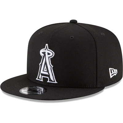 Men's New Era Black Los Angeles Angels Black & White 9FIFTY Snapback Hat