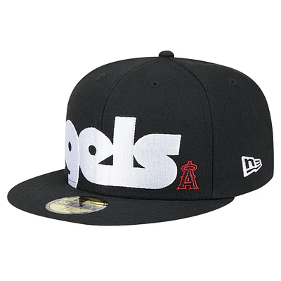 Casquette ajustée 59FIFTY sous-visière à carreaux noire Los Angeles Angels New Era pour hommes