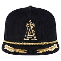 Casquette réglable de golfeur en filigrane en velours côtelé noir Los Angeles Angels New Era pour hommes