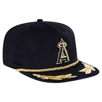 Casquette réglable de golfeur en filigrane en velours côtelé noir Los Angeles Angels New Era pour hommes