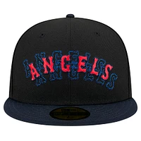 Men's New Era Black Los Angeles Angels Shadow Stitch 59FIFTY Fitted Hat