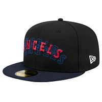 Men's New Era Black Los Angeles Angels Shadow Stitch 59FIFTY Fitted Hat