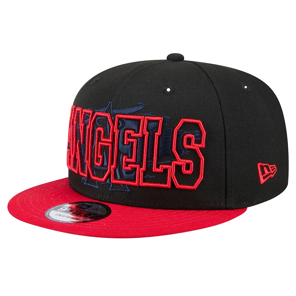 Men's New Era Black Los Angeles Angels Splatter 9FIFTY Snapback Hat