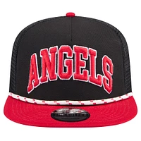 Men's New Era Black Los Angeles Angels Throwback Meshback Golfer Hat