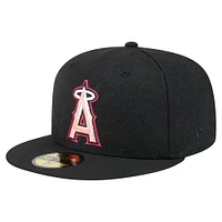 Men's New Era Black Los Angeles Angels Tonal Koi 59FIFTY Fitted Hat