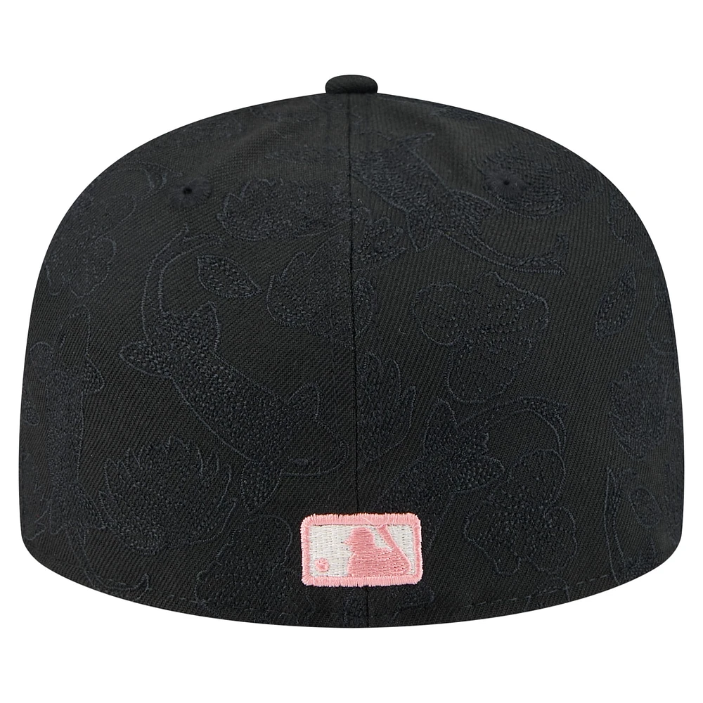 Men's New Era Black Los Angeles Angels Tonal Koi 59FIFTY Fitted Hat